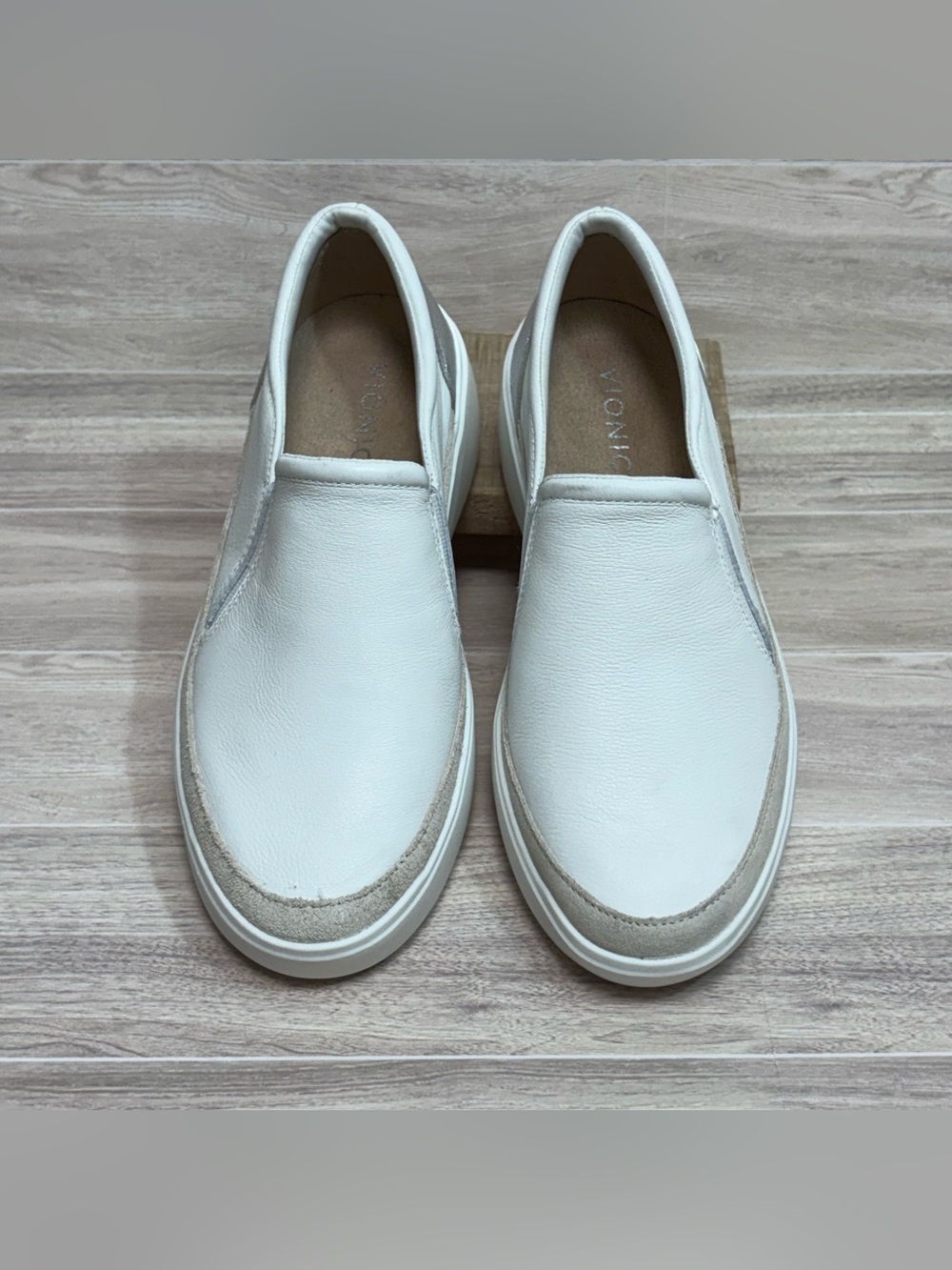 Vionic White Slip-On Platform Sneakers with Silver Heel Accent - Picture 4 of 10